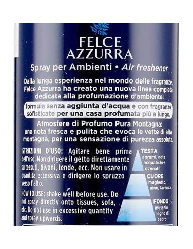 felce azzurra aria di casa deodorante - spray 250ml - pura montagna: tuttocasashop.live: pulizia e cura della casa