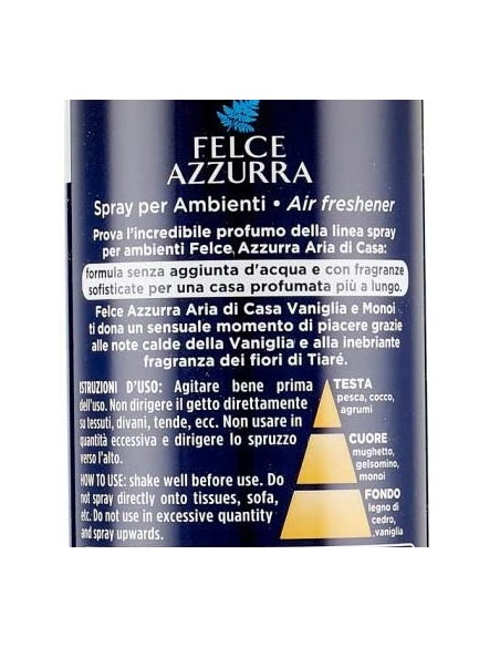 felce azzurra aria di casa deodorante - spray 250ml - vaniglia e monoi: tuttocasashop.live: pulizia e cura della casa