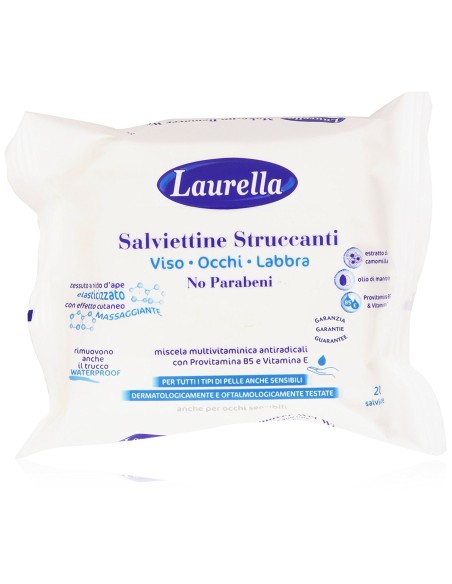 laurella salviettine struccanti 20pz - anche per trucco waterproof: tuttocasashop.live: igiene e cura della persona