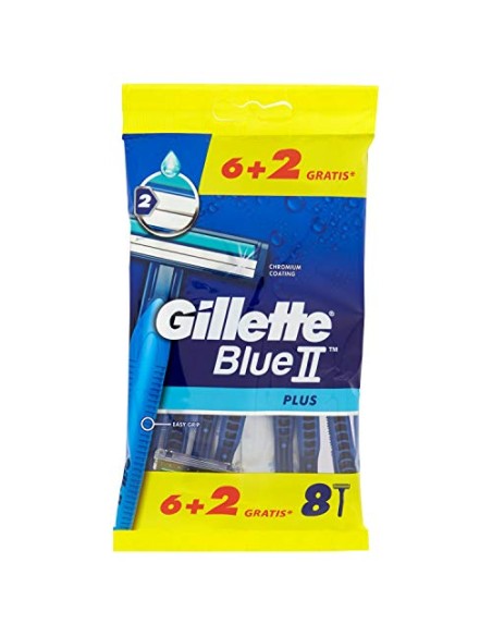 gillette blue ii plus rasoi radi e getta bilama - 8 pezzi - easy grip: tuttocasashop.live: igiene e cura della persona