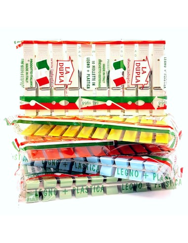 la dupla 10 pinze stendi bucato in legno rivestito plastica - made in italy: tuttocasashop.live: prodotti per bucato e tessuti