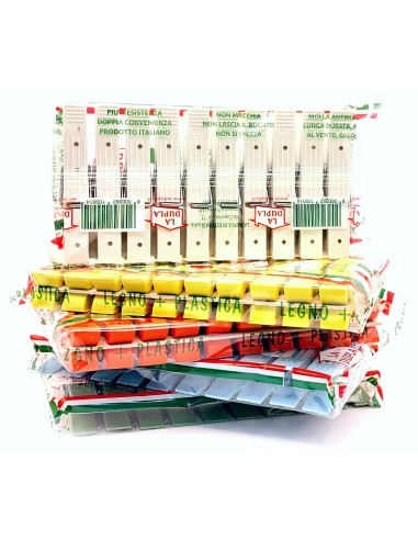 la dupla 10 pinze stendi bucato in legno rivestito plastica - made in italy: tuttocasashop.live: prodotti per bucato e tessuti