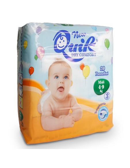 quik dry comfort pannolini per bambini - taglia 3 midi 4-10kg - 20 pezzi: tuttocasashop.live: igiene e cura della persona
