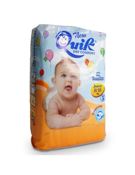 quik dry comfort pannolini per bambini - taglia 5 junior 12-22kg - 16 pezzi: tuttocasashop.live: igiene e cura della persona