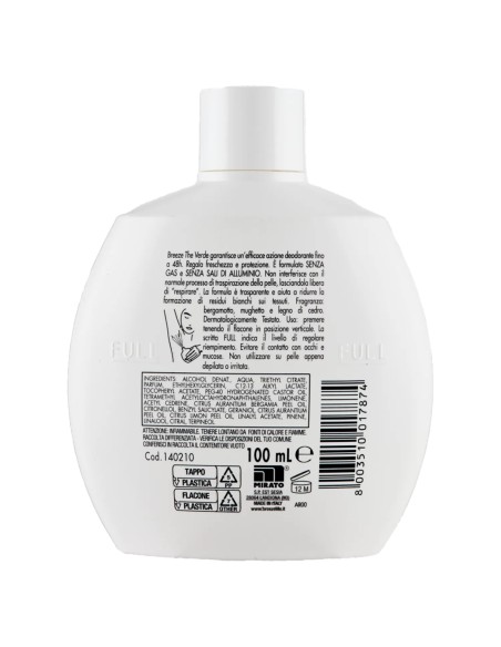 breeze deodorante squeeze no-gas - 100ml - the verde: tuttocasashop.live: igiene e cura della persona