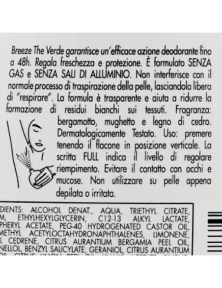 breeze deodorante squeeze no-gas - 100ml - the verde: tuttocasashop.live: igiene e cura della persona
