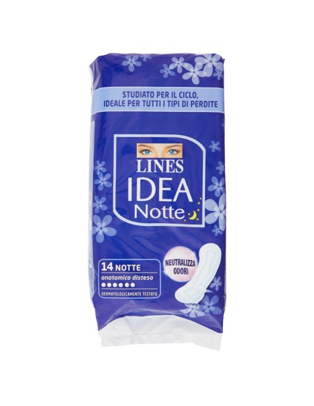 lines idea assorbenti notte extralungo - 14 pezzi - ipoallergenico: tuttocasashop.live: igiene e cura della persona