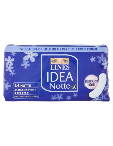 lines idea assorbenti notte extralungo - 14 pezzi - ipoallergenico: tuttocasashop.live: igiene e cura della persona