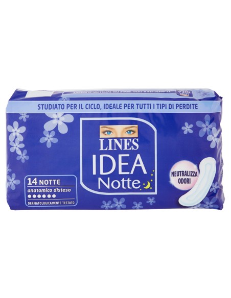lines idea assorbenti notte extralungo - 14 pezzi - ipoallergenico: tuttocasashop.live: igiene e cura della persona