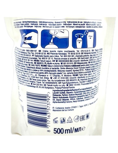 dove sapone liquido 500ml - silk - busta ecoricarica: tuttocasashop.live: igiene e cura della persona