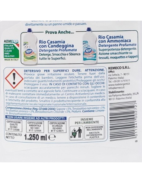 rio casamia 1250ml agrumi - pavimenti e superfici - con alcool e sapone: tuttocasashop.live: pulizia e cura della casa