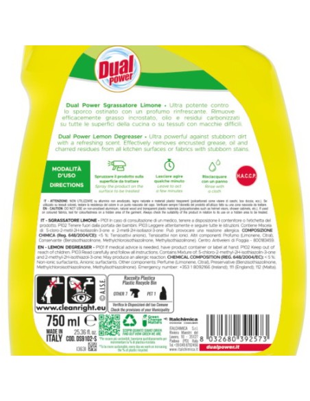dual power sgrassatore universale spray 750ml - limone: tuttocasashop.live: pulizia e cura della casa