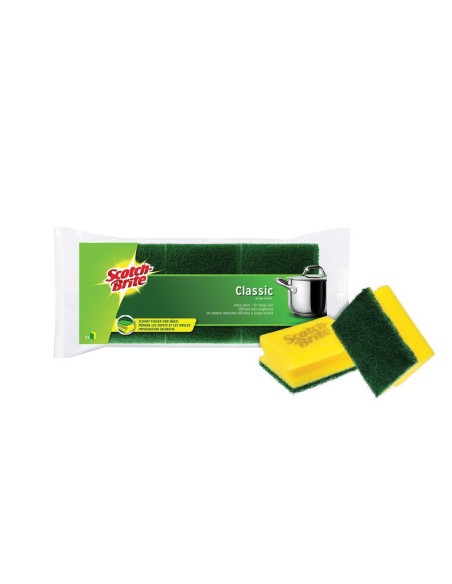 scotch-brite 3 spugne con abrasivo e impugnatura salvadita: tuttocasashop.live: pulizia e cura della casa