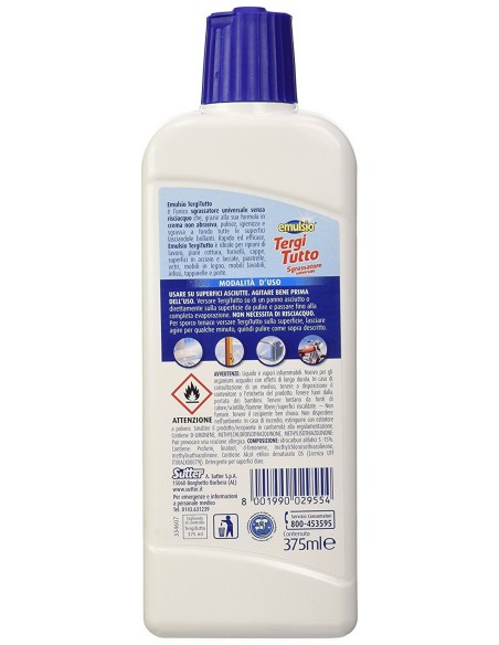 emulsio tergitutto sgrassatore 375ml - detergente multiuso: tuttocasashop.live: pulizia e cura della casa