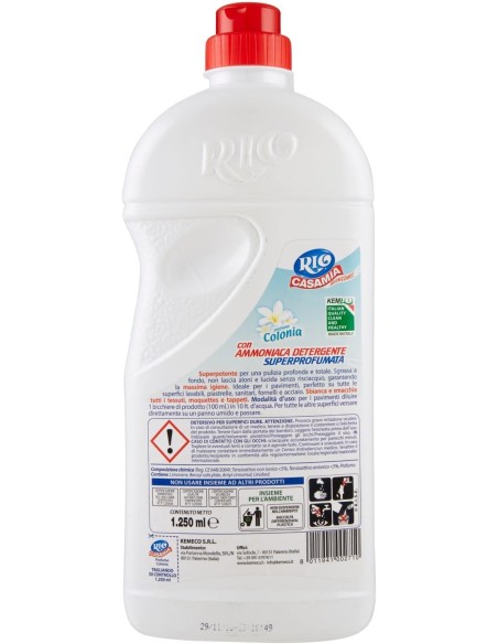rio casamia 1250ml colonia - pavimenti e superfici con ammoniaca detergente: tuttocasashop.live: pulizia e cura della casa