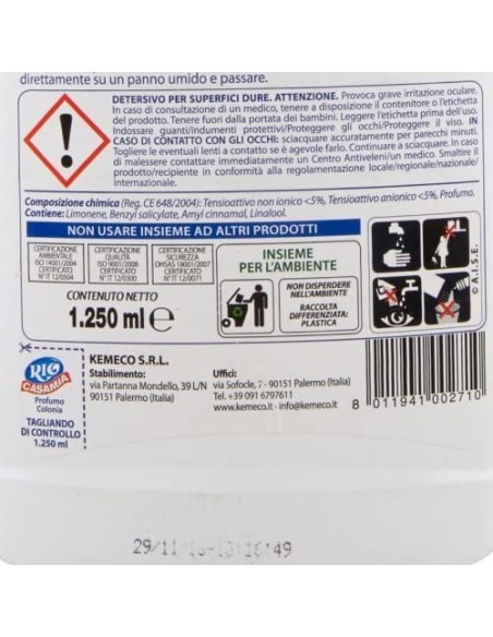 rio casamia 1250ml colonia - pavimenti e superfici con ammoniaca detergente: tuttocasashop.live: pulizia e cura della casa