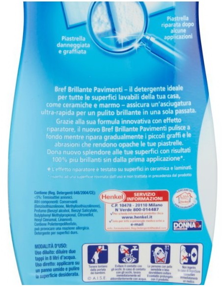 bref detergente liquido per pavimenti 1.25l - brillante - blu: tuttocasashop.live: pulizia e cura della casa