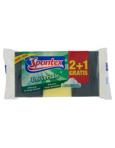 spontex universale spugne con abrasivo - 3 pezzi (2+1) - lunga durata: tuttocasashop.live: pulizia e cura della casa