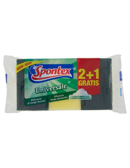 spontex universale spugne con abrasivo - 3 pezzi (2+1) - lunga durata: tuttocasashop.live: pulizia e cura della casa