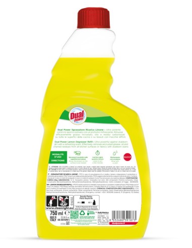 dual power sgrassatore universale spray 750ml - limone - ricarica: tuttocasashop.live: pulizia e cura della casa