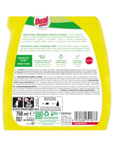 dual power sgrassatore universale spray 750ml - limone - ricarica: tuttocasashop.live: pulizia e cura della casa