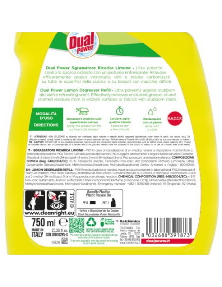 dual power sgrassatore universale spray 750ml - limone - ricarica: tuttocasashop.live: pulizia e cura della casa
