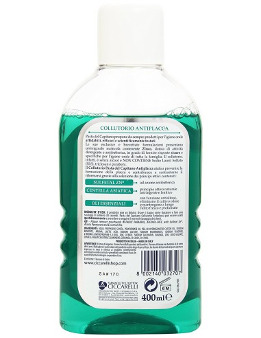 pasta del capitano collutorio per igiene dentale 400ml - anti placca: tuttocasashop.live: igiene e cura della persona