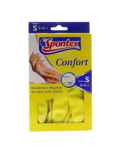spontex confort guanti gomma felpati - taglia s - 6.5 - piccola: tuttocasashop.live: pulizia e cura della casa