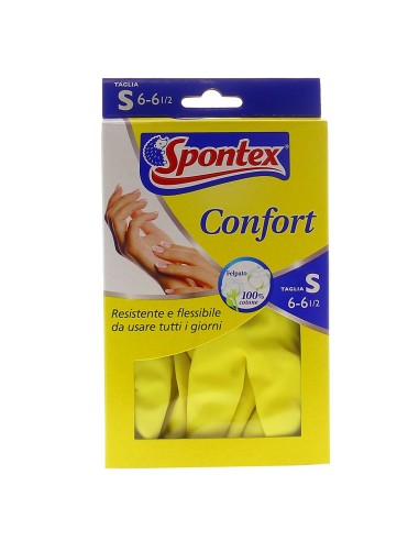 spontex confort guanti gomma felpati - taglia s - 6.5 - piccola: tuttocasashop.live: pulizia e cura della casa