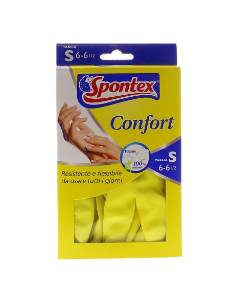 spontex confort guanti gomma felpati - taglia s - 6.5 - piccola: tuttocasashop.live: pulizia e cura della casa
