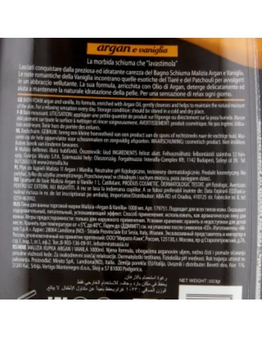 malizia bagnoschiuma 1000ml - argan e vaniglia: tuttocasashop.live: igiene e cura della persona