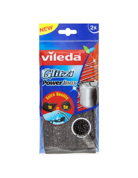 vileda glitzi power inox 2pz - spugne in fibra abrasiva: tuttocasashop.live: pulizia e cura della casa