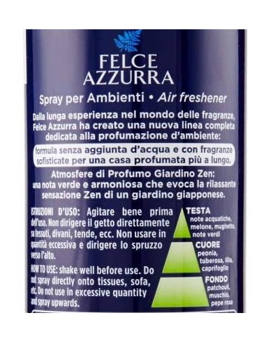 felce azzurra aria di casa deodorante - spray 250ml - giardino zen: tuttocasashop.live: pulizia e cura della casa