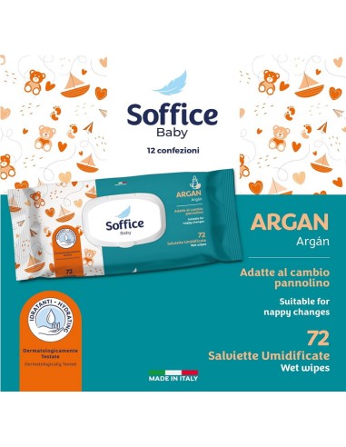 soffice salviettine imbevute - 72 pezzi - apertura pop-up - argan: tuttocasashop.live: igiene e cura della persona