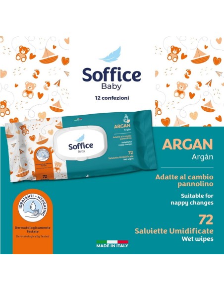 soffice salviettine imbevute - 72 pezzi - apertura pop-up - argan: tuttocasashop.live: igiene e cura della persona