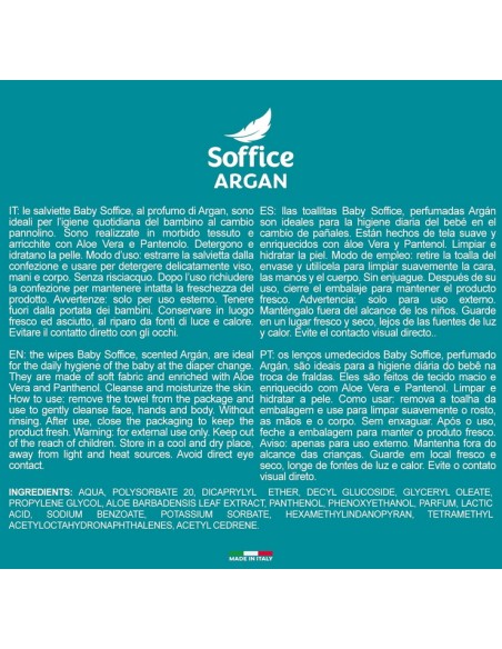 soffice salviettine imbevute - 72 pezzi - apertura pop-up - argan: tuttocasashop.live: igiene e cura della persona