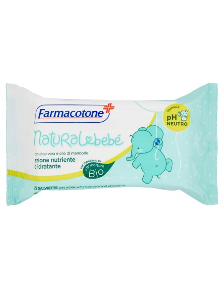 farmacotone natural bebe' 72 salviette detergenti aloe vera e olio mandorla: tuttocasashop.live: igiene e cura della persona