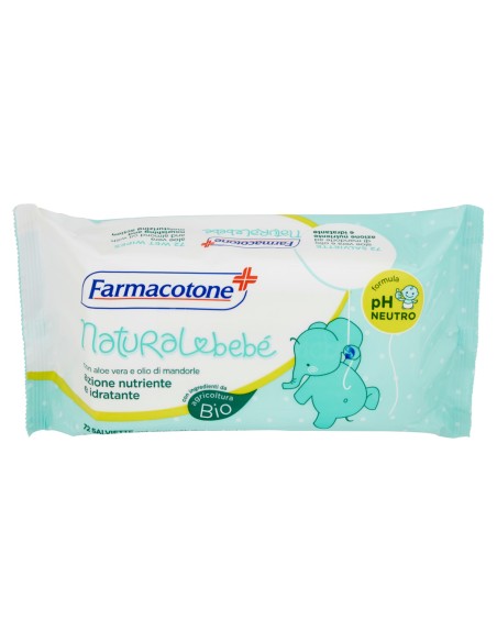 farmacotone natural bebe' 72 salviette detergenti aloe vera e olio mandorla: tuttocasashop.live: igiene e cura della persona