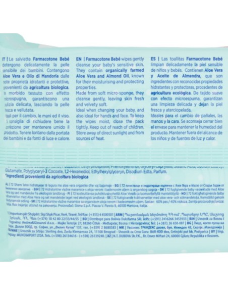 farmacotone natural bebe' 72 salviette detergenti aloe vera e olio mandorla: tuttocasashop.live: igiene e cura della persona