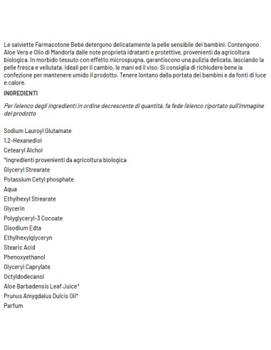 farmacotone natural bebe' 72 salviette detergenti aloe vera e olio mandorla: tuttocasashop.live: igiene e cura della persona