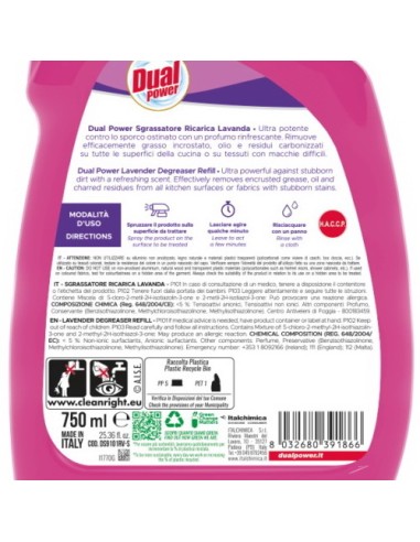 dual power sgrassatore universale spray 750ml - lavanda - ricarica: tuttocasashop.live: pulizia e cura della casa