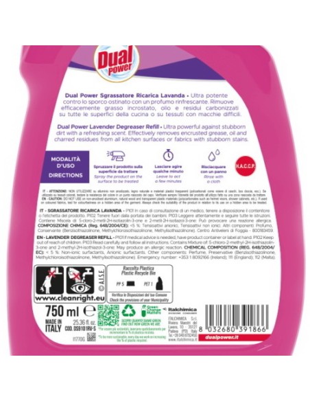 dual power sgrassatore universale spray 750ml - lavanda - ricarica: tuttocasashop.live: pulizia e cura della casa