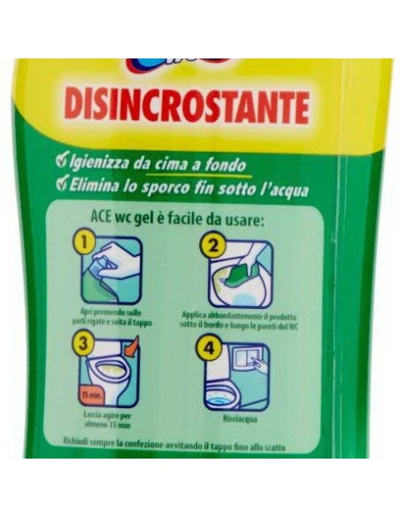 ace wc gel detergente - 700ml - verde - disincrostante - igienizzante: tuttocasashop.live: pulizia e cura della casa