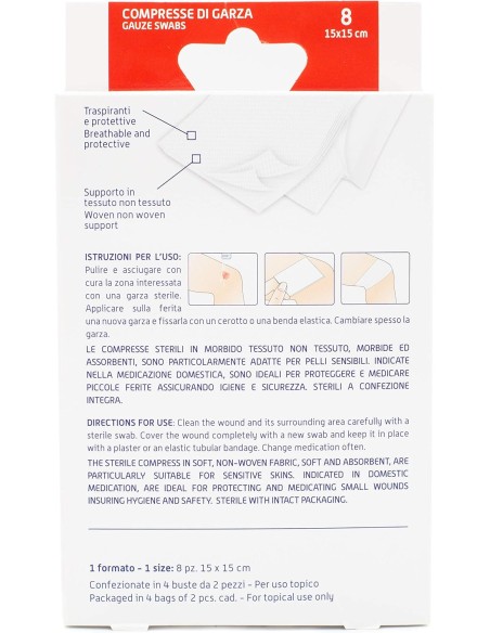 setablu compresse di garza per medicazione - 15x15cm - 8 pezzi: tuttocasashop.live: igiene e cura della persona