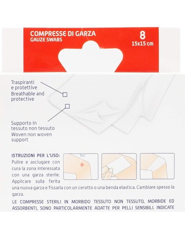 setablu compresse di garza per medicazione - 15x15cm - 8 pezzi: tuttocasashop.live: igiene e cura della persona