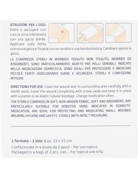 setablu compresse di garza per medicazione - 15x15cm - 8 pezzi: tuttocasashop.live: igiene e cura della persona