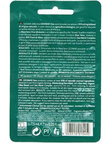geomar maschera viso - 2 x 7.5ml - idratante anti-stress aloe vera e altea: tuttocasashop.live: igiene e cura della persona