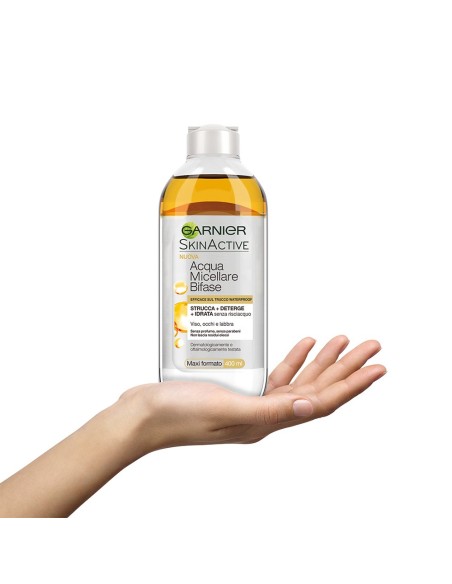garnier skin active acqua micellare 400ml - bifasica - con olio di argan: tuttocasashop.live: igiene e cura della persona