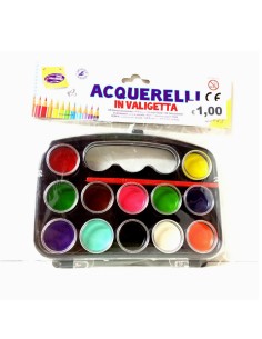 coccinella colori ad acquerello in valigetta - 12 colori - con pennello: tuttocasashop.live: altro - bazar