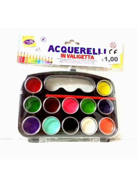 coccinella colori ad acquerello in valigetta - 12 colori - con pennello: tuttocasashop.live: altro - bazar